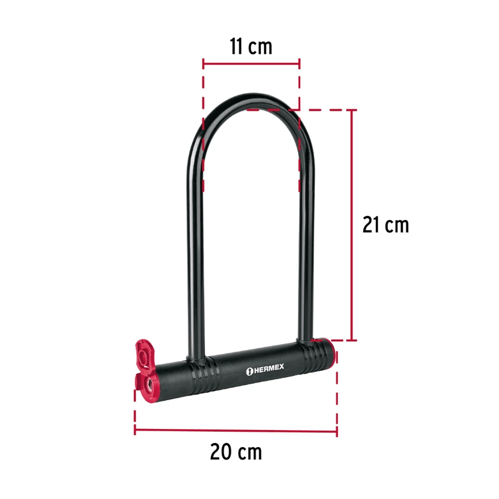 Candado para bicicleta o motocicleta tipo U 12mm Hermex CB-24 - Imagen 3